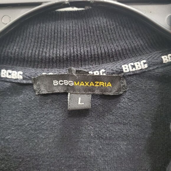 BCBGMaxAzria Women's Y2K Navy White Stripe Embroidered Cropped Tracksuit Sz L - Picture 5 of 12